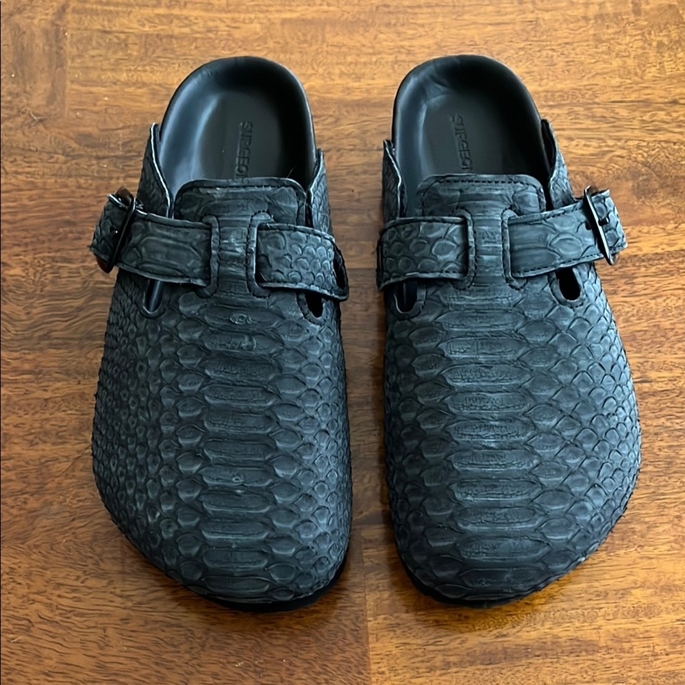 Black Python Mules by Shoe Surgeon NIB